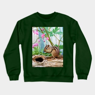 Active chipmunk in a spring time garden Crewneck Sweatshirt